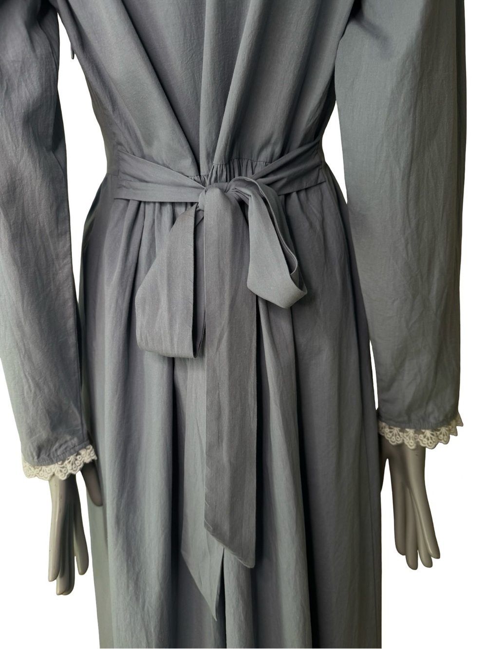 Scarlet Darkness Cottagecore Prairie Cameo Lace Collar Midi Dress Blue Cotton - Picture 9 of 16